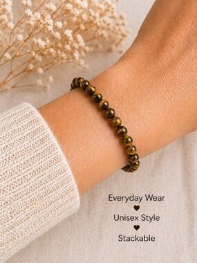 6mm Tiger’s Eye Bracelet – Genuine Natural Crystal | Protection & Confidence